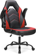 Black Red Leather Gaming Chair With Flip Up Armrests